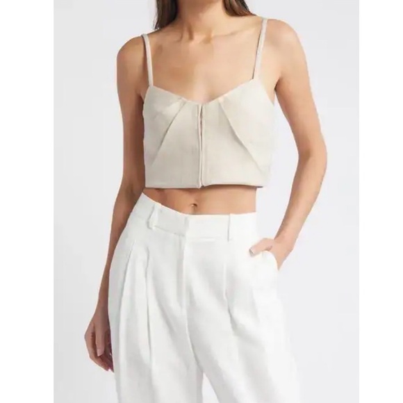 Mango Tops - Mango Gina Pleated Corset Top In Light Beige